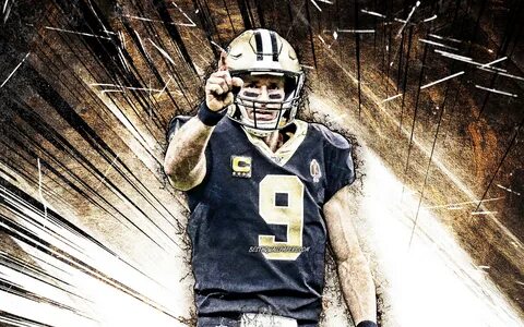 4k, Drew Brees, Grunge Art, New Orleans Saints, Nfl, - 3840x