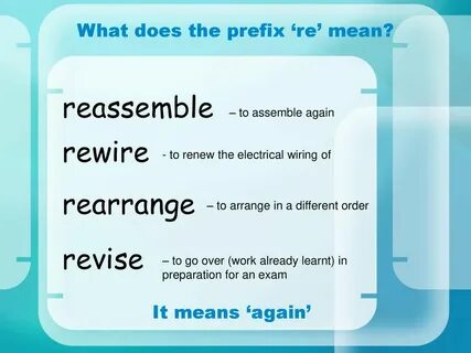 Prefixes - 're' (Spelling Skills) - ppt download