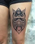 Black and grey mandala owl tattoo Diseño de tatuaje mandala,