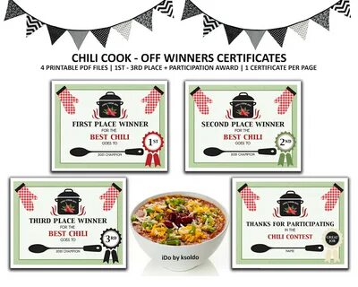 Chili Cook Off Winners Certificates Chili Cook Off Etsy.