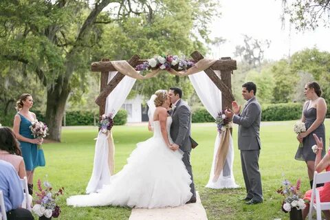 Rustic Wedding Arch With Draped Burlap