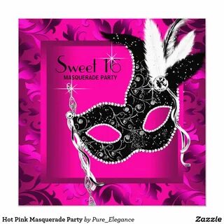 Hot Pink Masquerade Party Invitation Zazzle.com Sweet 16 mas