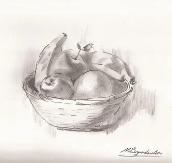 Bowl of Fruits, Charcoal Drawing by mickeyelric11 on Deviant