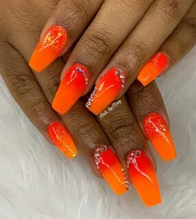 Day 165: Orange Ombre Nail Art Orange ombre nails, Nail art 