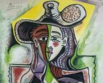 Spanish Cubist Oil on Canvas Signed Picasso