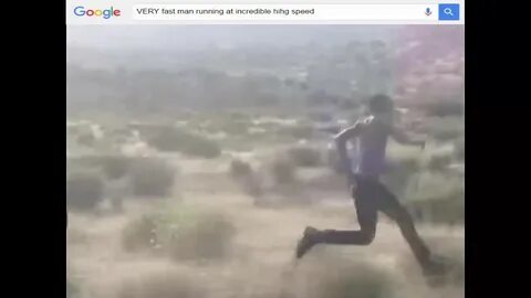 VERY fast man running through desert at incredible hihg spee