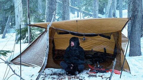 Hot Tent Camping By A Frozen Lake Wood Stove Chili Dogs - Yo