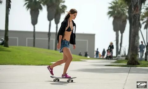 Skater Girl & Skateboard Skateboarding in Venice! Nikon D8. 