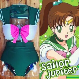 💚 sailor jupiter 💚 high waisted swimsuit + matching scrunchi