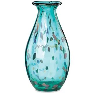 Хрустальная ваза для цветов "Семидесятые" 30 см голубой сери