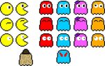 Pac Man & Ghosts - Retro Pixel Pac Man Clipart - Large Size 