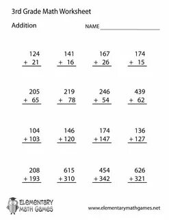 Learn and practice addition with this printable 3rd grade el