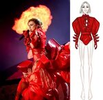 Joanne World Tour Lady Gaga in outfit rosso fuoco DROMe