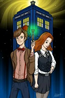 Doctor Who Fan Art Anime The 11th Doctor and Amy Pond by Red