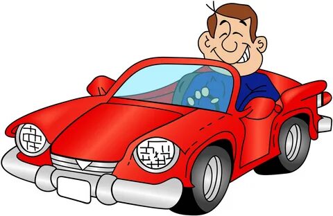 Cartoon Car With A Driver - Car With Driver Cartoon - (1600x