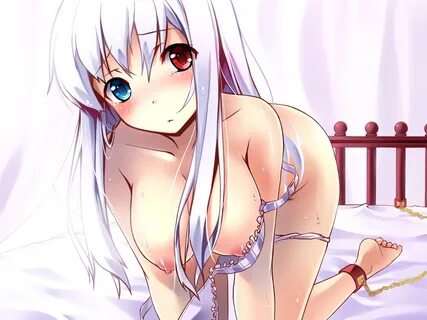 ame no uta bed bicolored eyes bondage breasts chain nipples 