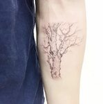 Old Tree with No Leaves. Another bare branch tree tattoo in 