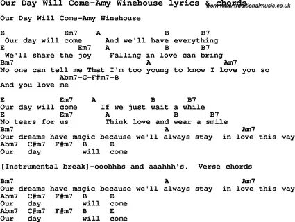 Love Song Lyrics for:Our Day Will Come-Amy Winehouse with ch