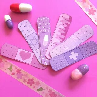 12 pack Pinks & Purples Menhera Bandage Stickers Bandaid sti