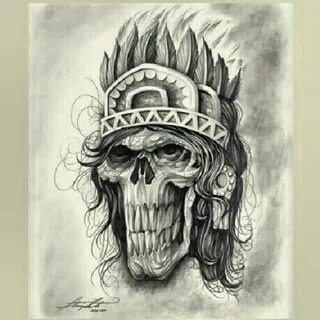 Aztec Drawings Very cool aztec skull warrior drawing picture