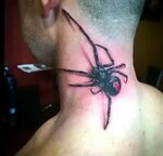 Black widow on neck. Color: Black. Tags: 3D, Awesome Neck ta