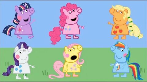 Peppa pig transform into my little pony toys coloring, peppa