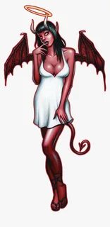 Angel Devil Png - Devil Pin Up Girl, Transparent Png , Trans