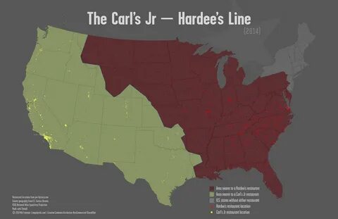 This map depicts the distribution of more than 2800 Hardee’s