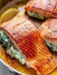 Creamed Spinach Stuffed Salmon Recipe - Countsofthenetherwor