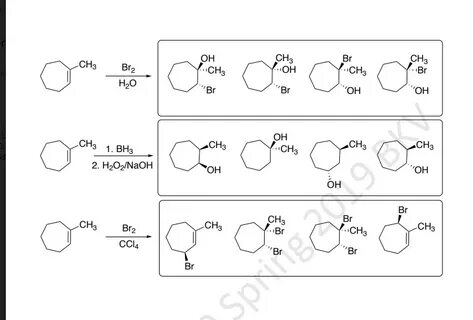 Solved OH CH3 Br2 H2O 'Br op OH CH3 1. BH3 2. H2O2/NaOH CH3 