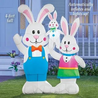 Collections Etc Inflatable Happy Easter Bunny Yard Decoratio