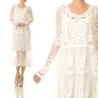 White Boho Lace Dress Bohemian Bridal Dress Simple Wedding E