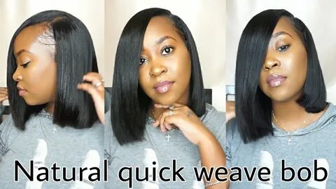 Most natural looking quick weave bob w/ side part - YouTube