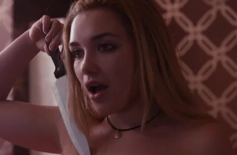 Topless Hottie Florence Pugh Playing with a Knife in a Hot F