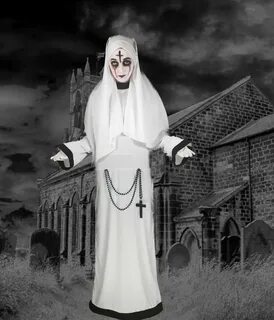 ✔ Lady Nun Costume Sister Habit Ghost Conjuring Halloween Fa