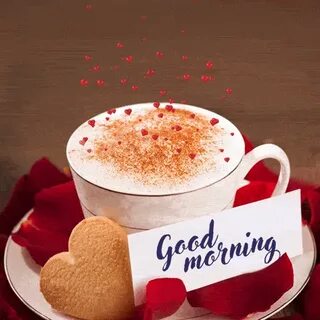 Good morning coffee, animated hearts and roses gif - Downloa