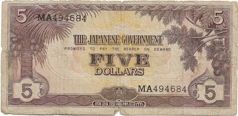 Malaya JIM - 5 Dollars 1942 Serial Number M# 6A 