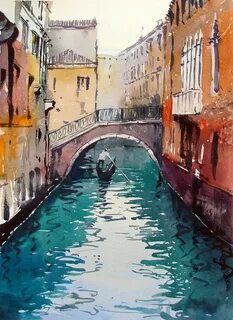 Original Watercolours by Tim Wilmot Venice painting, Waterco