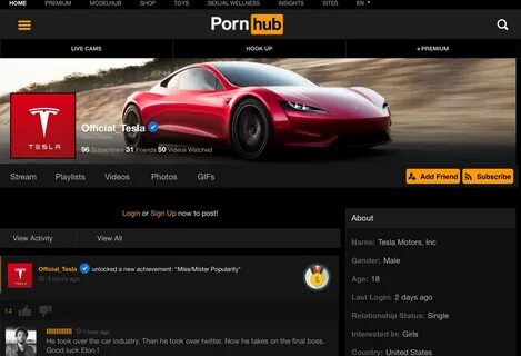 Fake Tesla PornHub Account Tricks The Web - Funny Article eB