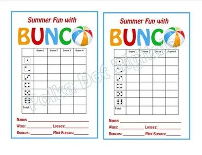 Buy 2 Get 1 Free SUMMER Beach Bunco Score Card Sheet with Et