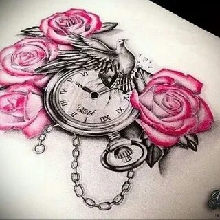 Фото тату часы с цветами 19.01.2021 № 0052 -tattoo clock flo