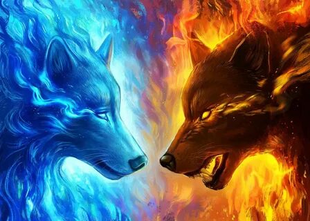 Fire and Ice' Poster by Jonas Jödicke Displate Fantasy wolf,