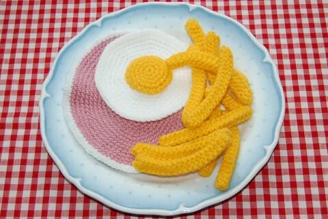 Ham, Egg & Chips - Knitted / Crocheted Food #knittedfood #cr