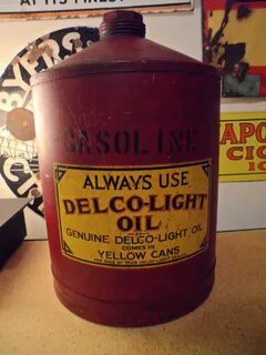 Rare DELCO-LIGHT OIL 5-Gallon Gas Can, circa 1940's Vintage 