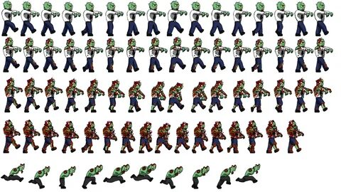 Иллюстрация Спрайты зомби в стиле 2d, game dev, персонажи