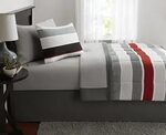 Mainstays Red Stripe 6 pc Bed in a Bag Set with Sheets, Twin