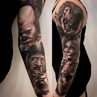Horror Movie Tattoo Leg Sleeve Movie tattoos, Horror movie t