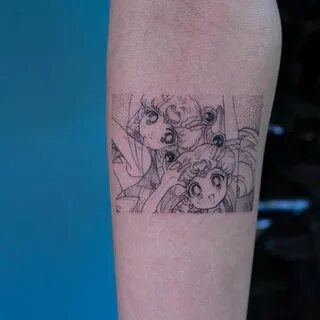 Super Sailor Moon and Super Sailor Chibi Moon by @oozy_tatto