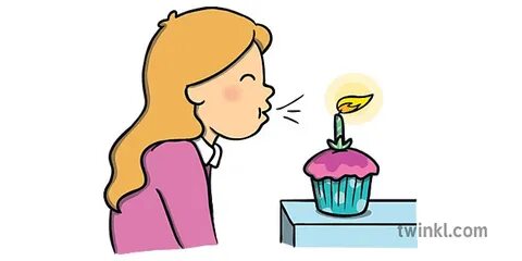 Girl Blowing Out Candle Birthday Cupcake Fairy Cake Flame KS