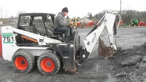 Bobcat 751 Skid Steer Loader w/ Backhoe - YouTube